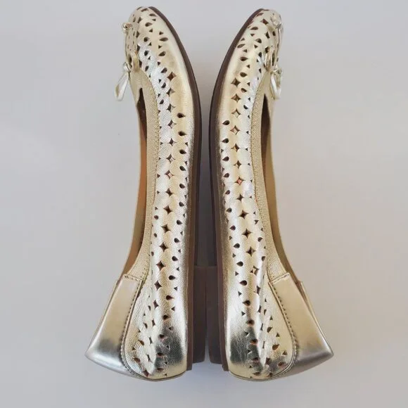 Vionic Spark Surin Gold Leather Slip On Cutout Arch Support Ballet Flats Size 8 - Picture 6 of 15